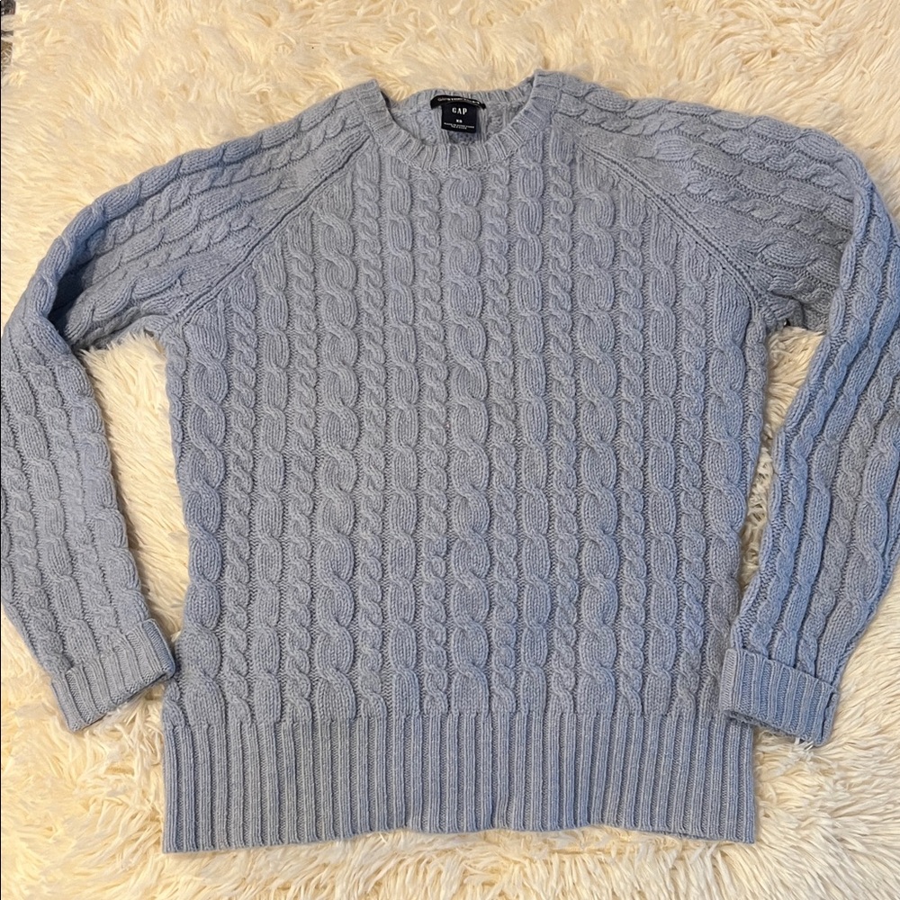 GAP Light Blue Cable-Knit Crewneck Sweater